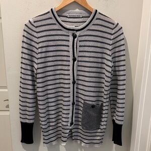 Sportswork Studio Striped Black and White Button Down Cardigan size small